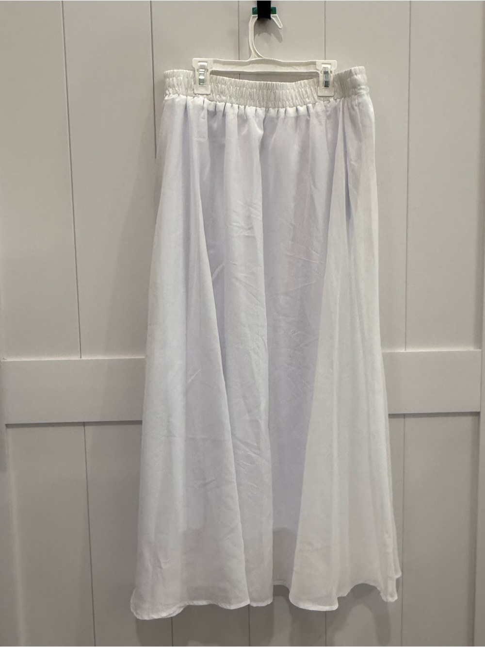 Afibi White Chiffon Maxi Skirt  XL Boho Beach Cottagecore Flowy Long Skirt NWT